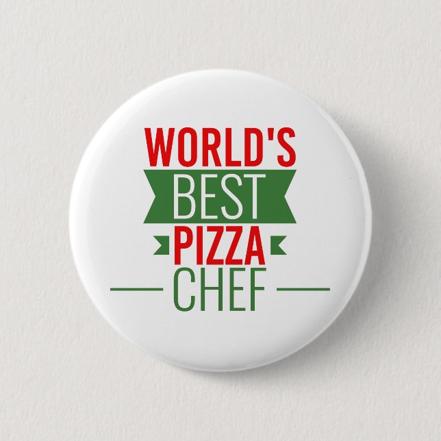 Badge Rond 5 Cm Meilleur chef de pizza du monde - rouge blanc vert (Devant)