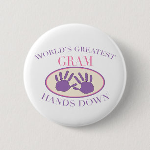 Badge Rond 5 Cm Meilleur Gram Haut la Main T-shirt