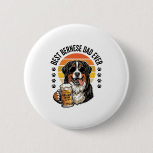 Badge Rond 5 Cm Meilleur Papa Bernois Vintage T-Shirt Bière Chien