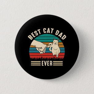 Badge Rond 5 Cm Meilleur Papa Chat Jamais Poing de Chat Vintage Ho