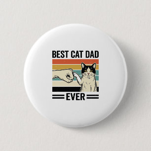 Badge Rond 5 Cm Meilleur Papa Chat Rétro Chemise Fist Bump Chat_1