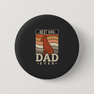 Badge Rond 5 Cm Meilleur papa chien jamais silhouette rétro