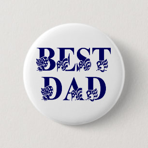 Badge Rond 5 Cm Meilleur papa, Drapeau bleu Texte