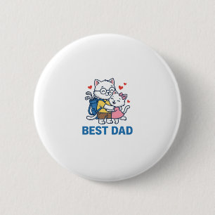 Badge Rond 5 Cm Meilleur Papa Golf Chat Câlin Mignon Design Vector