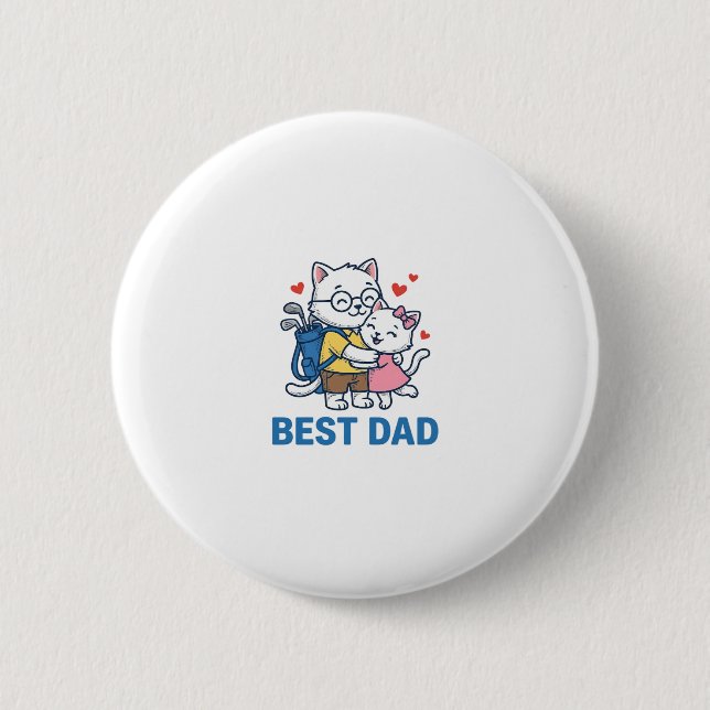 Badge Rond 5 Cm Meilleur Papa Golf Chat Câlin Mignon Design Vector (Devant)