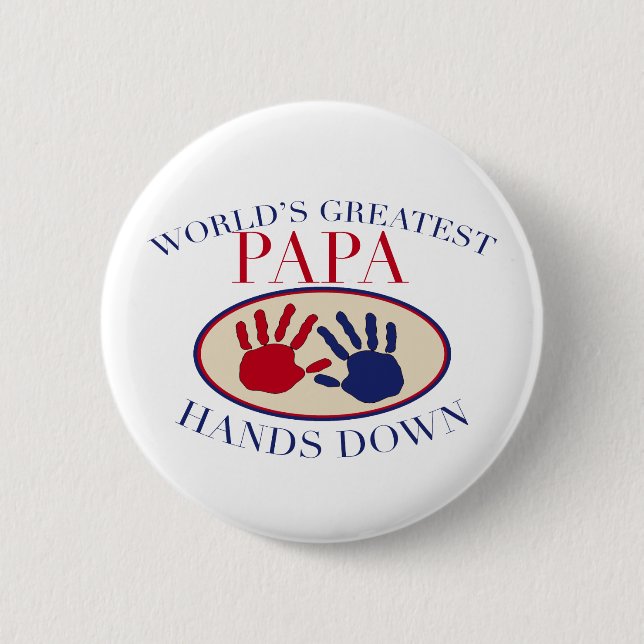 Badge Rond 5 Cm Meilleur Papa Haut la Main (Devant)