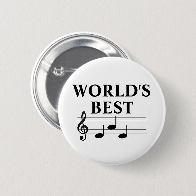 Badge Rond 5 Cm Meilleur papa musicien du monde Note de musique Tr (Devant & derrière)
