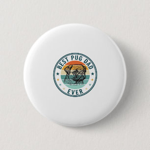 Badge Rond 5 Cm Meilleur Papa Pug Ever Vintage Gravure T-Shirt Chi