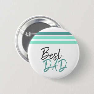 Badge Rond 5 Cm Meilleur papa Turquoise Moderne Typographie Jour d