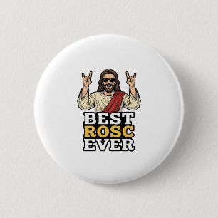 Badge Rond 5 Cm Meilleur Rosc Vintage Rock Main Religieux T-Shirt_