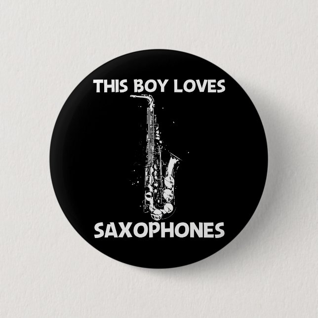 Badge Rond 5 Cm Meilleur Saxophone Pour Garçons Musique Instrument (Devant)