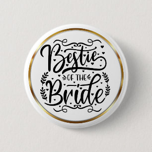 Badge Rond 5 Cm Meilleure amie de la mariée cadre doré écriture él