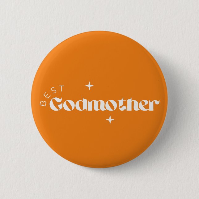 Badge Rond 5 Cm Meilleure carte de marraine (Fond moutarde) (Devant)