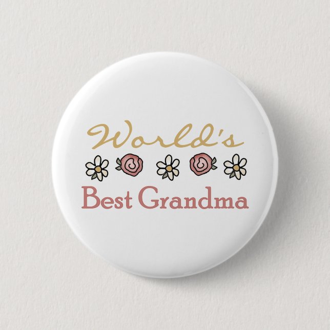 Badge Rond 5 Cm Meilleure grand-mère du monde Rose (Devant)