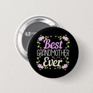 Badge Rond 5 Cm Meilleure grand-mère jamais - Floral rose