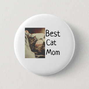 Badge Rond 5 Cm Meilleure maman chat papa ajouter chat photo nom c