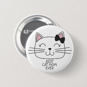 Badge Rond 5 Cm Meilleure maman de chat blanc jamais avec mignonne