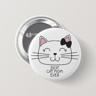 Badge Rond 5 Cm Meilleure maman de chat blanc jamais avec mignonne