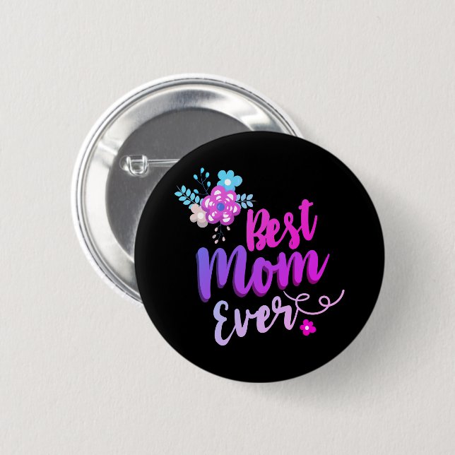 Badge Rond 5 Cm Meilleure maman du monde floral (Devant & derrière)