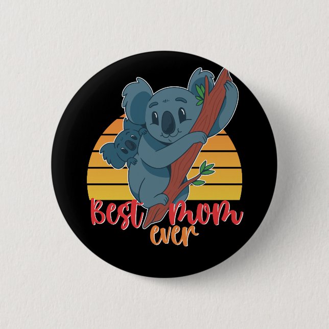 Badge Rond 5 Cm Meilleure maman jamais drôle Koala Maman mignonne  (Devant)