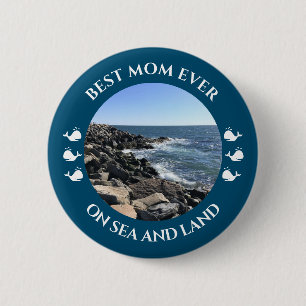 Badge Rond 5 Cm Meilleure Maman Vagues de l'océan Atlantique de la