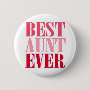 Badge Rond 5 Cm Meilleure Tante Jamais Rose Texte