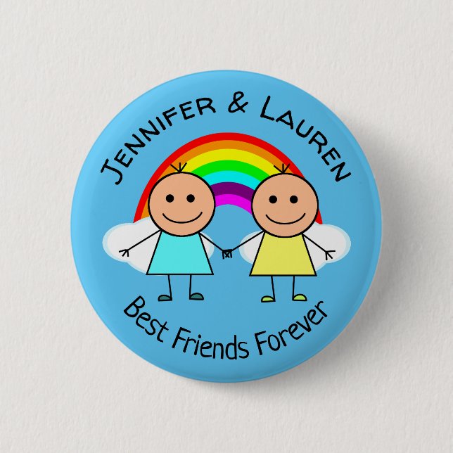 Badge Rond 5 Cm Meilleurs Amis Pour Toujours Personnalisé (Devant)