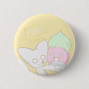 Badge Rond 5 Cm Meko, dunette ! bouton