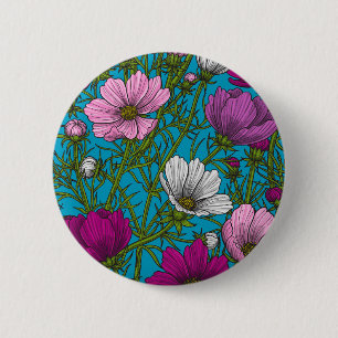 Badge Rond 5 Cm Mélange cosmos bleu