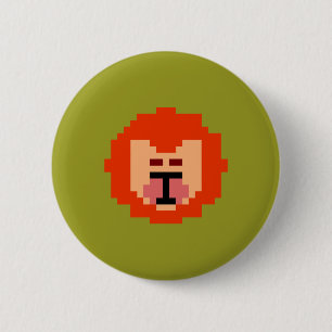 Badge Rond 5 Cm Mélange pixellisé lion face lancer oreiller