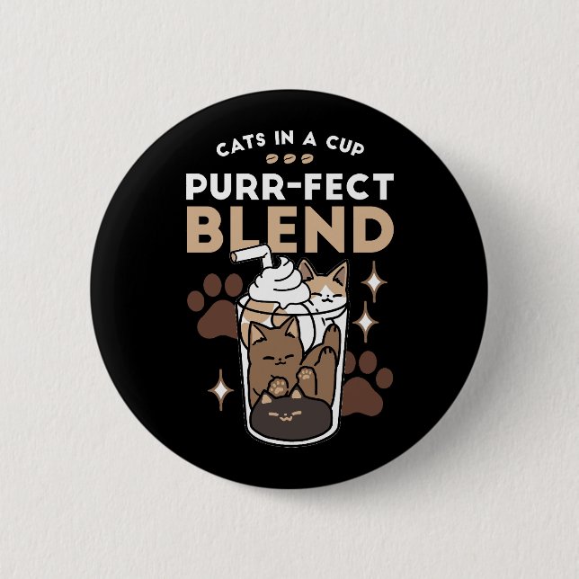 Badge Rond 5 Cm Mélange Purr-Fect : Conception de café pour le caf (Devant)