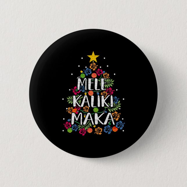 Badge Rond 5 Cm Mele Kalikimaka Hawaii Christmas (Devant)