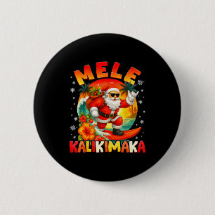Badge Rond 5 Cm Mele Kalikimaka Santa Rock On Hawaii Noël Xma