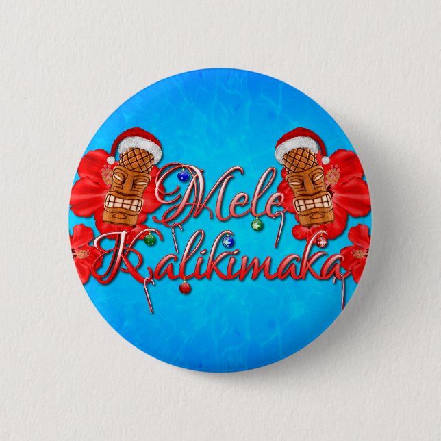 Badge Rond 5 Cm Mele Kalikimaka Tiki (Devant)