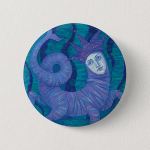 Badge Rond 5 Cm Melusine, Melusina, imaginaire, surréaliste, eau