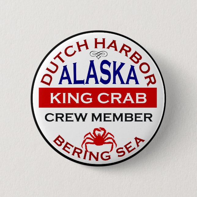 Badge Rond 5 Cm Membre d'équipage d'Alaska limule de port (Devant)