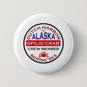 Badge Rond 5 Cm Membre d'équipage néerlandais de crabe d'Opilio 