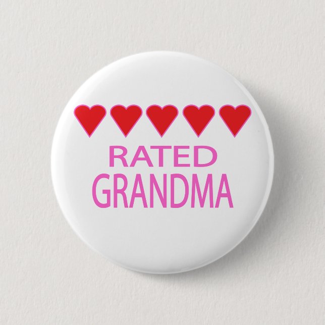 Badge Rond 5 Cm Mémé à cinq cœurs (Devant)