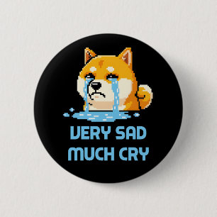 Badge Rond 5 Cm Mème amusant de chien Shiba Inu en art pixel