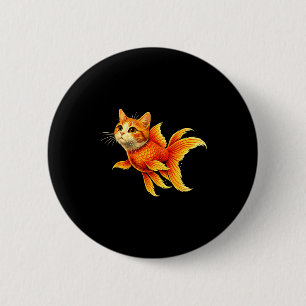 Badge Rond 5 Cm Mème d'animal mignon hybride chat poisson rouge dr