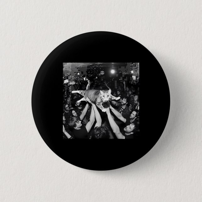 Badge Rond 5 Cm Mème de chat de spectacle rock drôle Chat tabby mi (Devant)