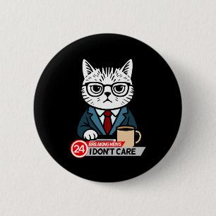 Badge Rond 5 Cm Mème de chat drôle humour sarcastique Je m'en fich