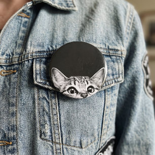 Badge Rond 5 Cm Mème de chaton traqueur drôle qui regarde