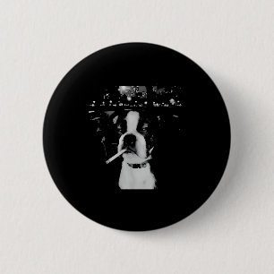 Badge Rond 5 Cm Mème de chien qui fume drôle