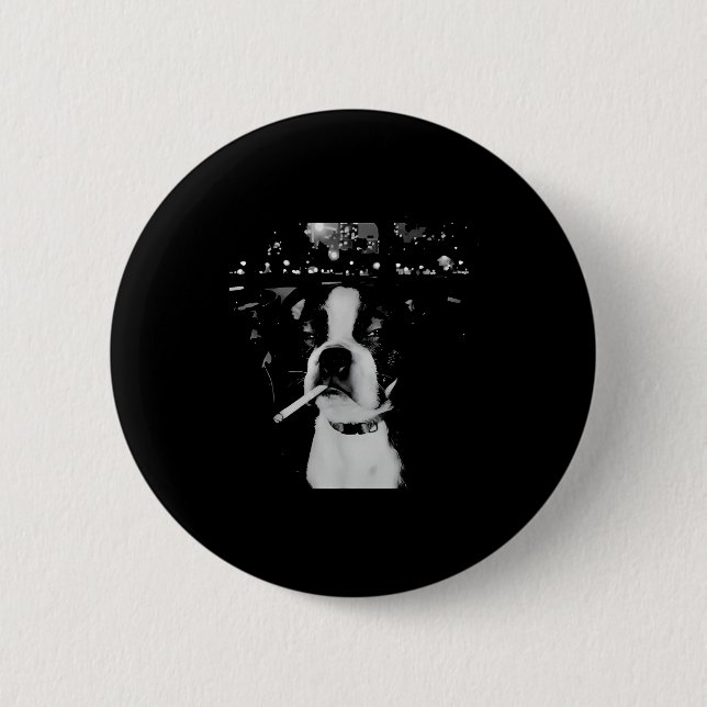 Badge Rond 5 Cm Mème de chien qui fume drôle  (Devant)