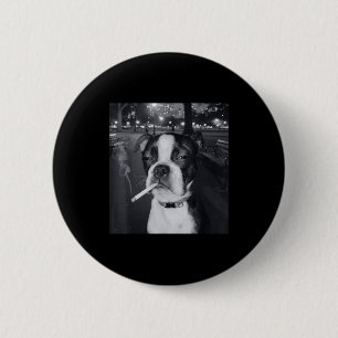 Badge Rond 5 Cm Mème de chien qui fume drôle Cigarette Mème de chi