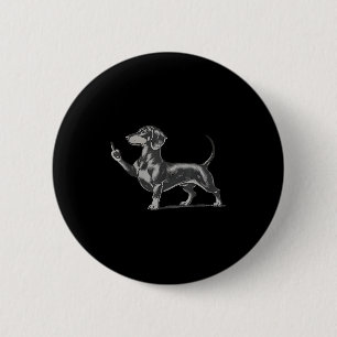 Badge Rond 5 Cm Mème de chien teckel noir impoli drôle doigt d'hon