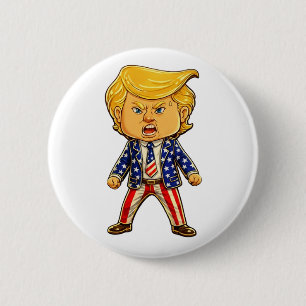 Badge Rond 5 Cm Meme de dessin animé Chibi patriotique Trump heure