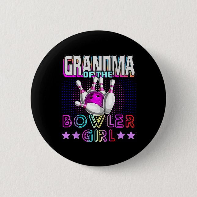 Badge Rond 5 Cm Mémé de la fille au bowling Famille de bowling ass (Devant)