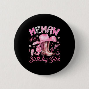 Badge Rond 5 Cm Mémé de la fille d'anniversaire cowgirl rose weste